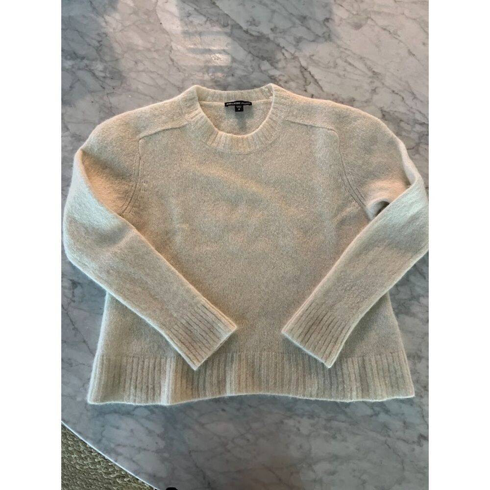 $495 James Perse 100% Cashmere Knit Ivory Crew Neck Sweater Medium JP 2 Pullover - Picture 2 of 9